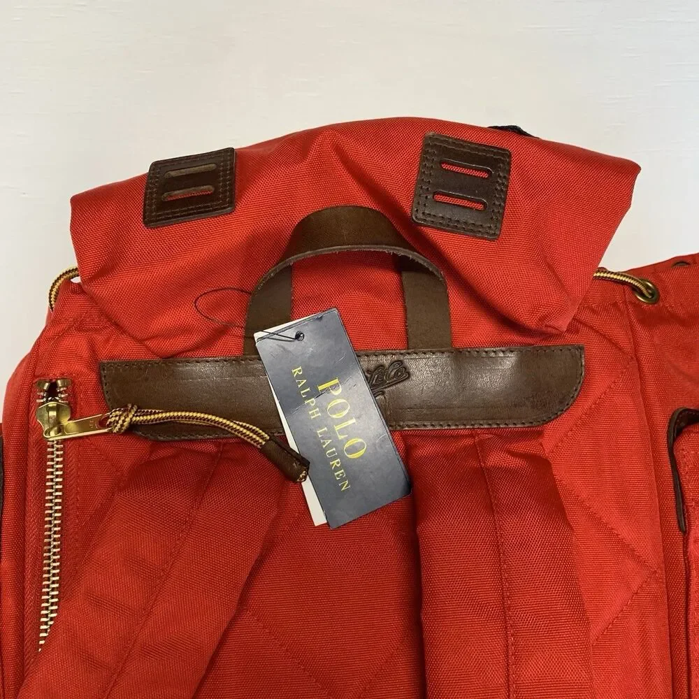 Polo Ralph Lauren Suede Trim Trail Red Backpack Nwt